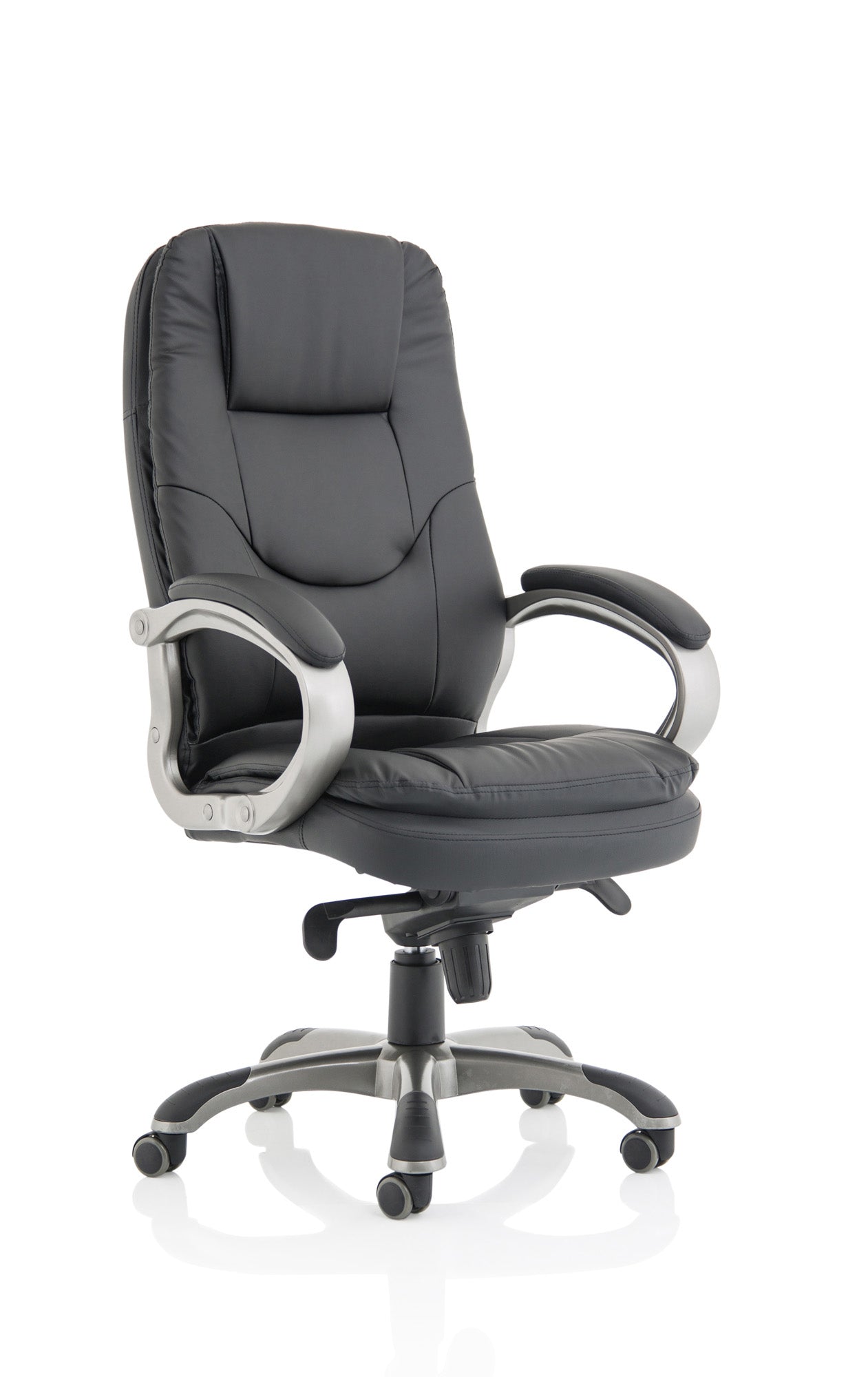 Oscar High Back Black Bonded Leather Office Chair with Fixed Padded Arms Near Me