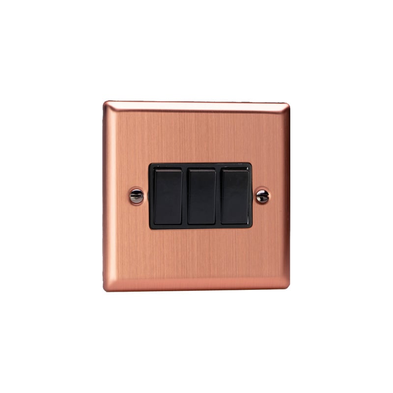 Varilight Urban 10A 3G Rocker Switch Brushed Copper (Standard Plate)