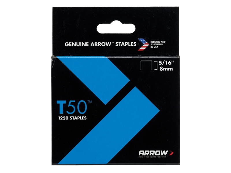 Arrow T50 Staples 8mm (5/16in) Box 1250