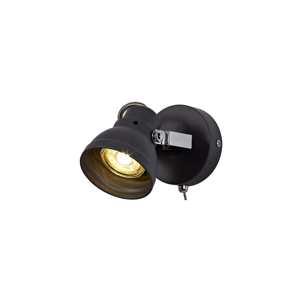 Luxuria Praxis Adjustable Switched Spotlight 1xGU10 (Max 10W LED) Matt Grey/Polished Chrome