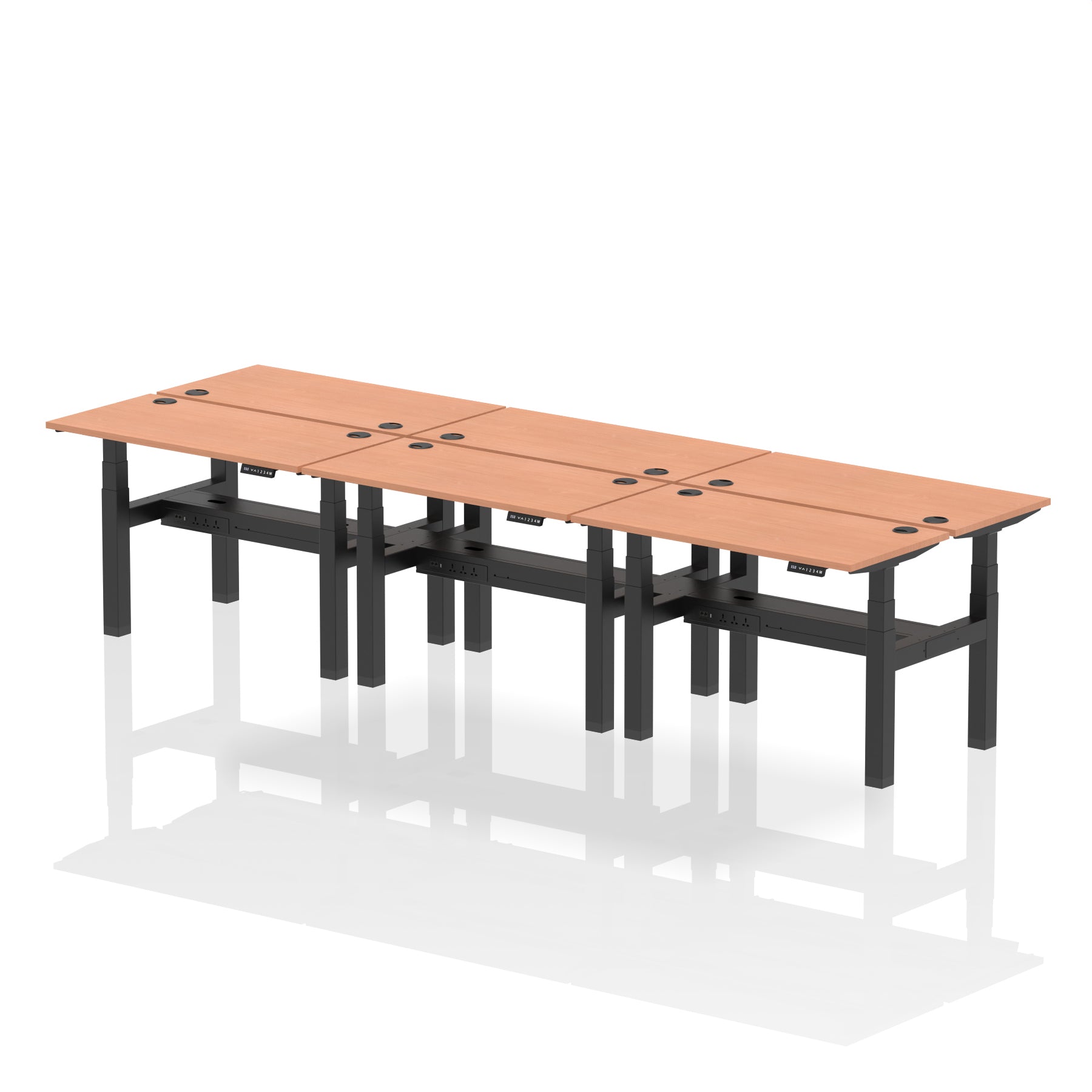 Specialising In Air Back-to-Back Slimline Height Adjustable Bench Desk - 6 Person - 1200mm, 1400mm, 1600mm, 1800mm - Multiple Colour Options North Yourkshire