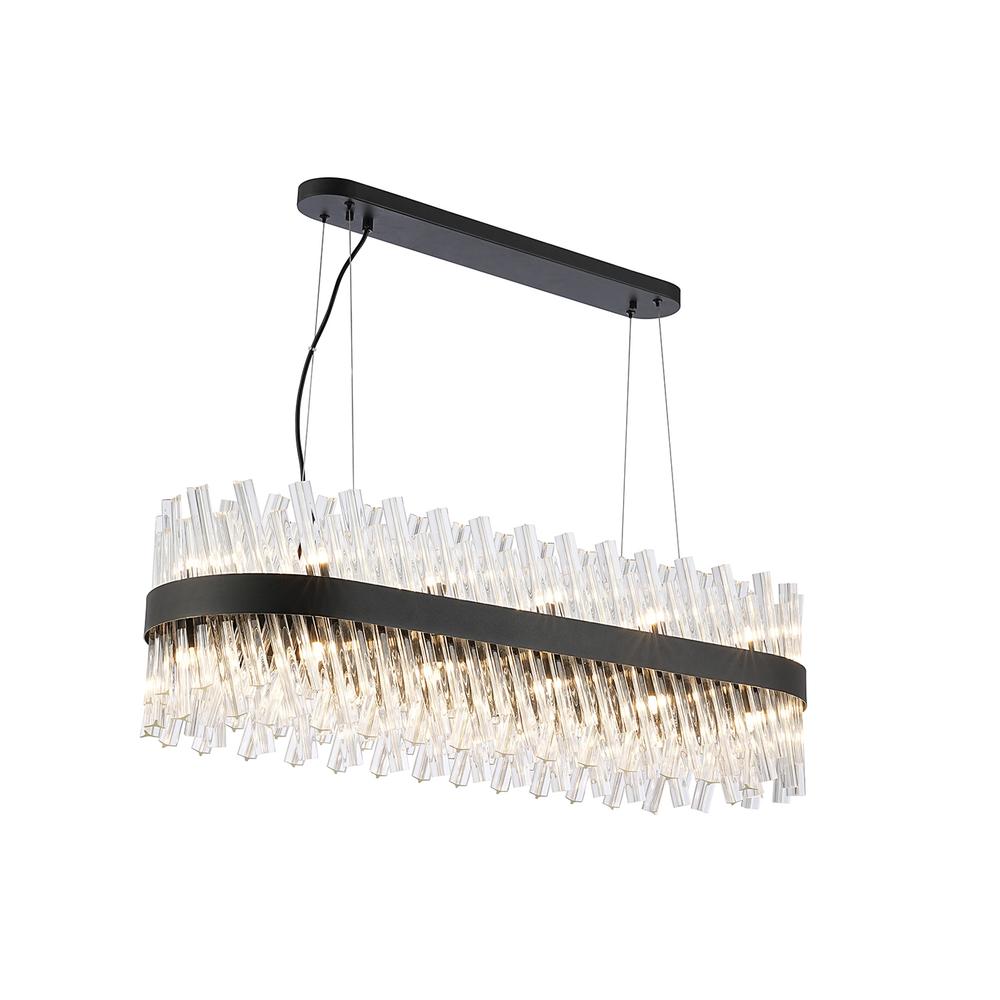 Luxuria Sylph 1m 24 Light G9 Pendant Oblong Satin Black / Clear