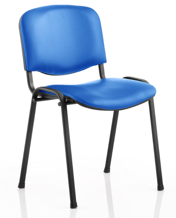 Providers Of Stackable ISO Blue Vinyl Conference Chair - Black or Chrome Frame