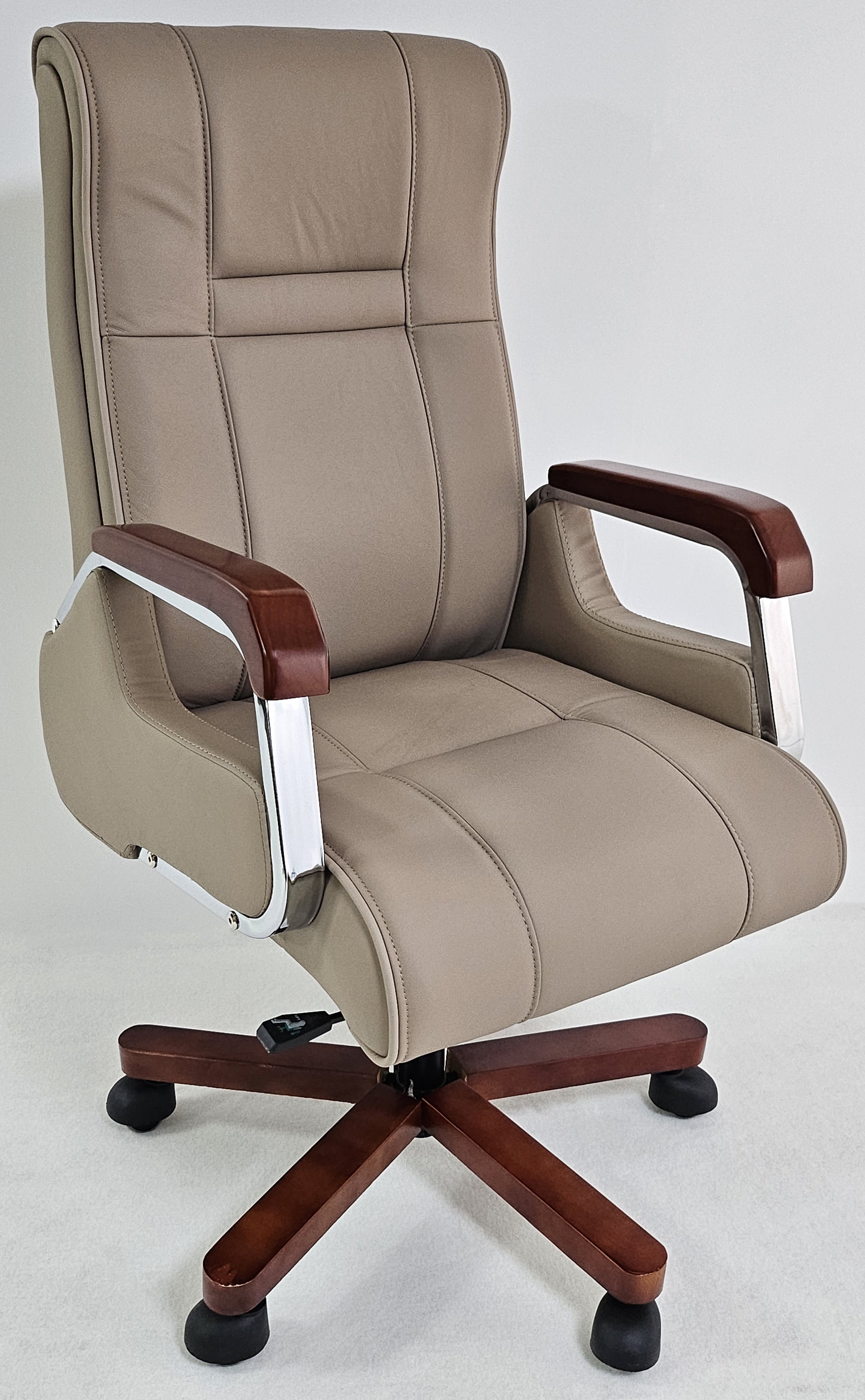 Grey Beige Executive Office Chair in Genuine Leather - HM003B