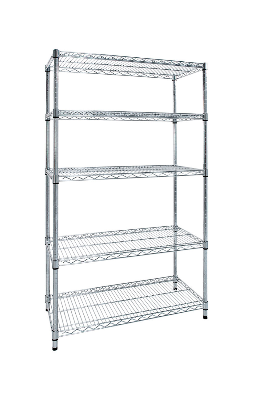 Chrome & Epoxy Wire Shelving for Warehouses