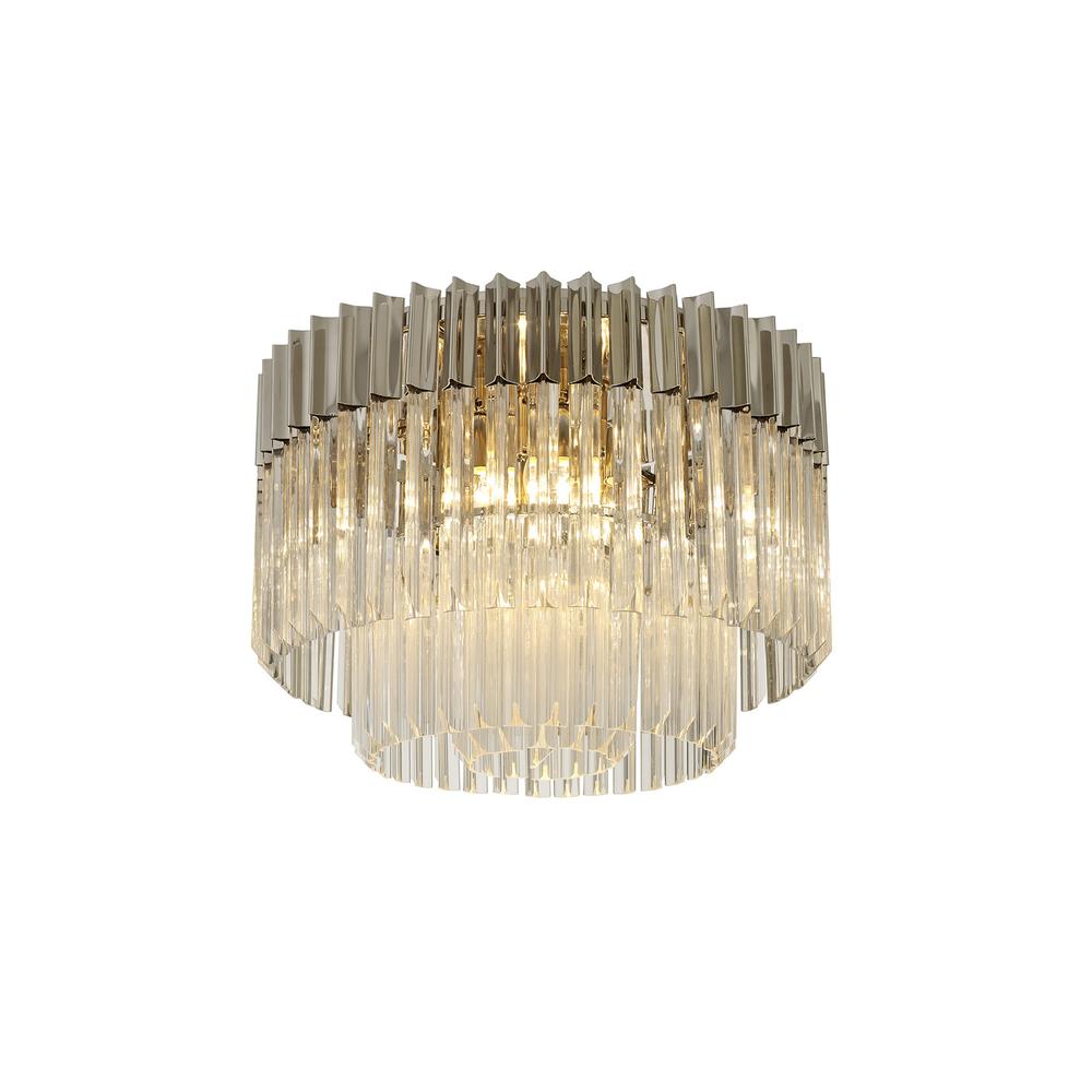 Luxuria Osiris 60cm Ceiling Round 7 Light E14 Polished Nickel/Clear Sculpted GlassItem Weight: 15kg