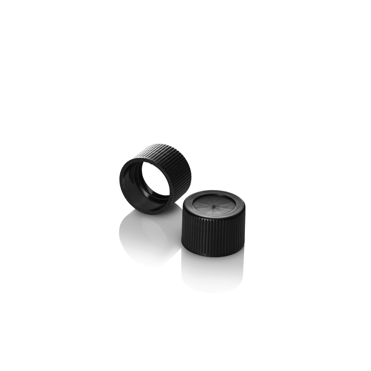 Stockists Of 20/410 Black Wadded Screw Cap - Fine Ribbed