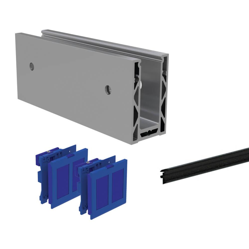 Duo Channel Kit 2.5m to Suit 15mm GlassSide Fix Anodised Finish