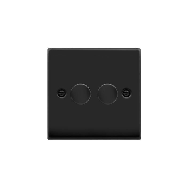 Click Deco 2 Gang 2 Way 100W LED Dimmer Switch Matt Black