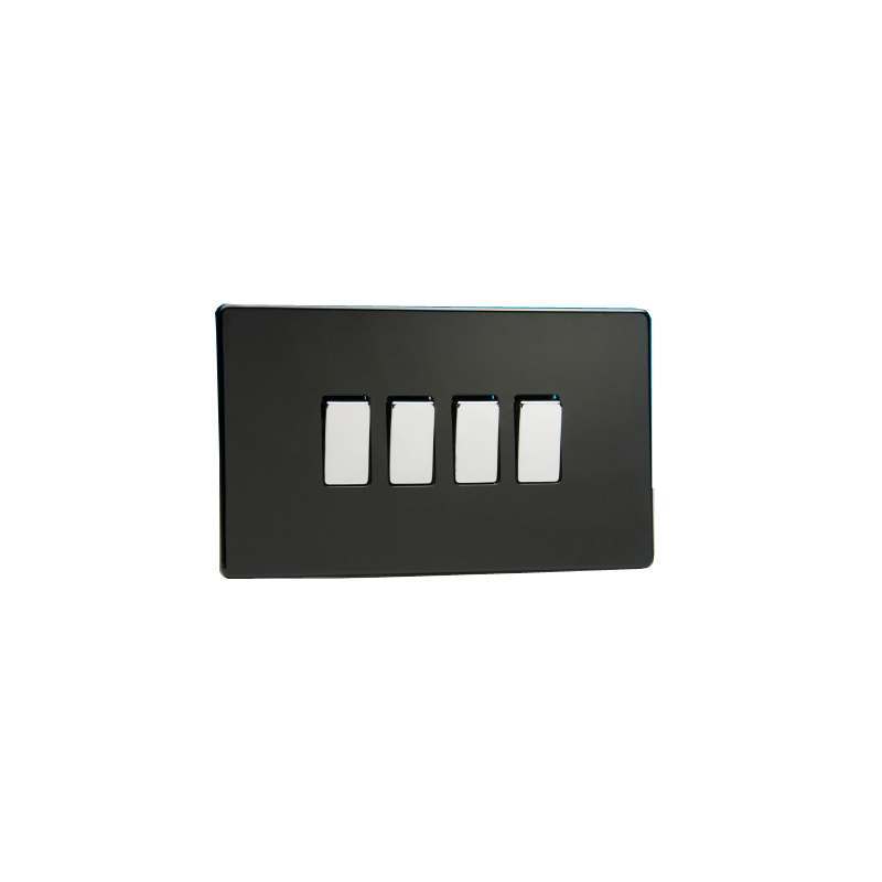 Varilight Screw Less Flat Plate Switch 4G Premium Black
