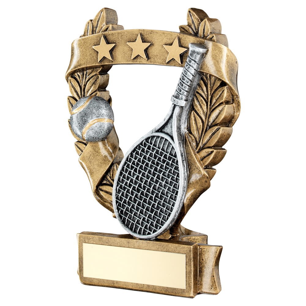 Suppliers Of 2 Tone Tennis Racket & Ball Award - 3 Sizes Hertfordshire