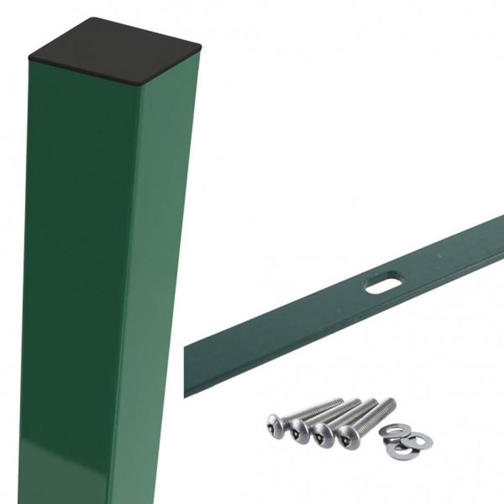 Green Mid/End Post For 1.8m High FenceWith Fixings (2.5m Overall Length)