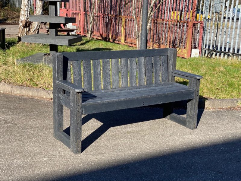 Armed Bench - Vertical Back - Recycled Plastic for Parks
