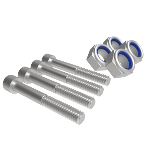 Four Pack Socket Cap m10 x 35mm zinc plated plus m10 Nyloc Nut