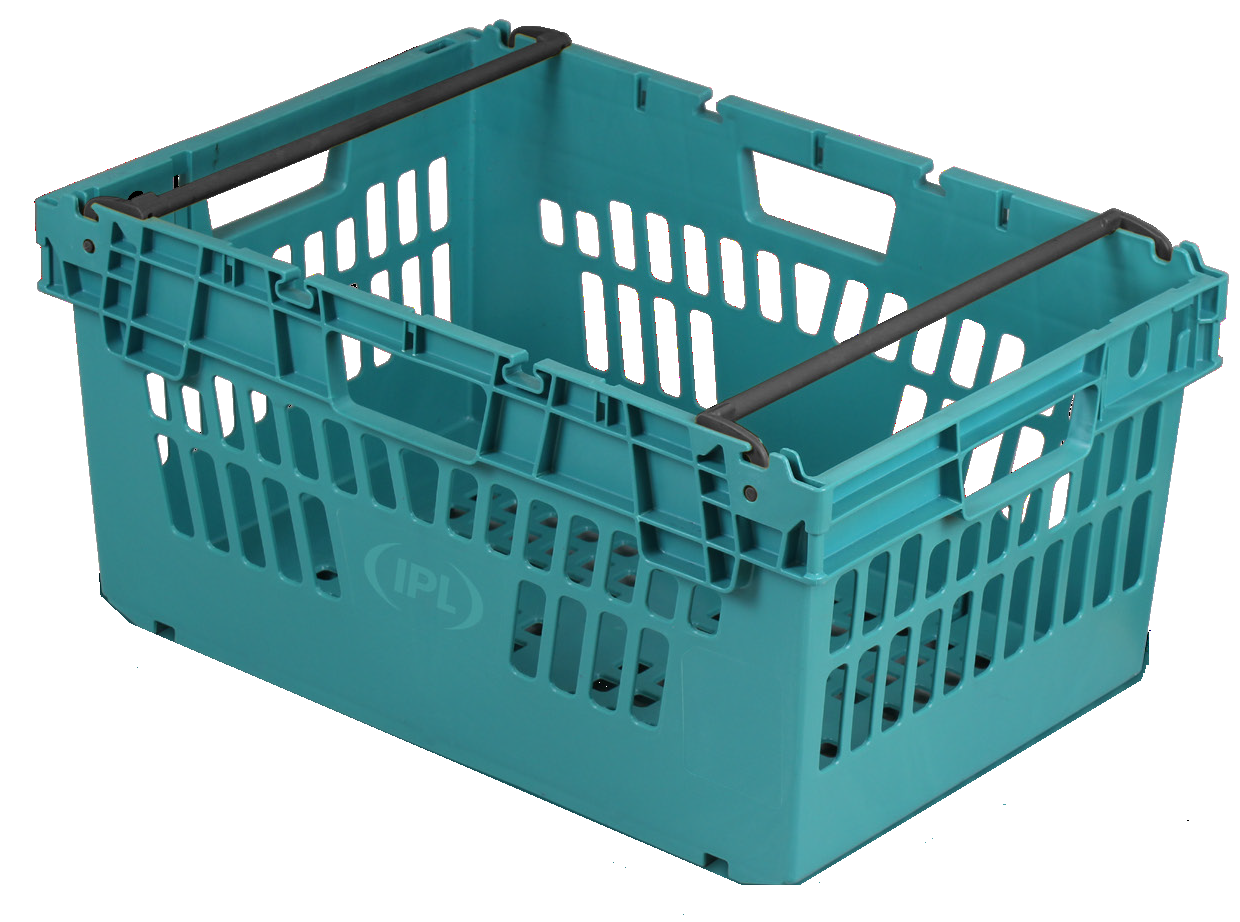 UK Suppliers Of 600x400x300 Bale Arm Crate Grey Hybrid Packs of 5 - Solid Base For Transportation