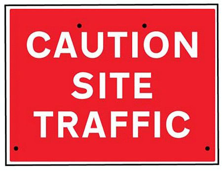 Caution site traffic, 600x450mm Re-Flex Sign (3mm reflective polypropylene)