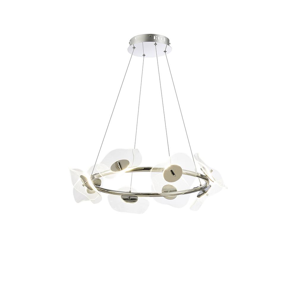 Luxuria Lacquer 70cm Ring Pendant 8x6W LED 4000K 3700lm Polished Chrome