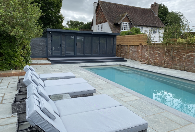 Poolside Room with Kitchen and Changing Room in West Sussex