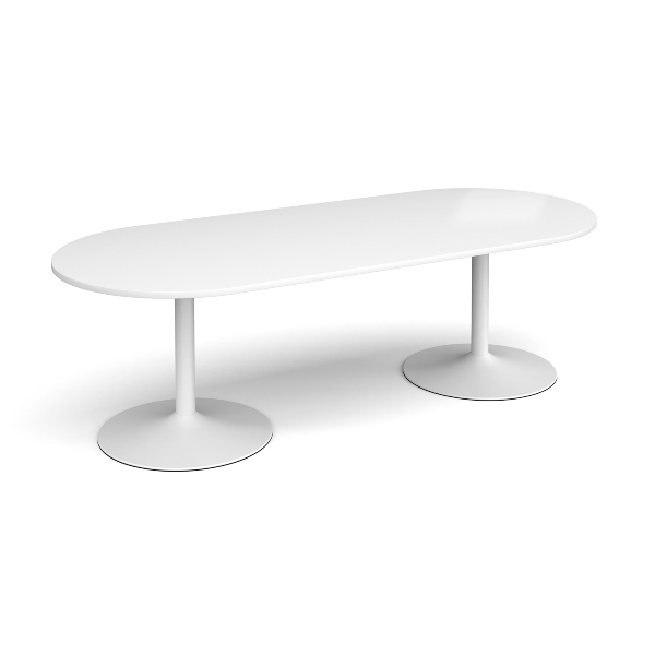 Trumpet Base Boardroom Table with White Legs 8 People - White