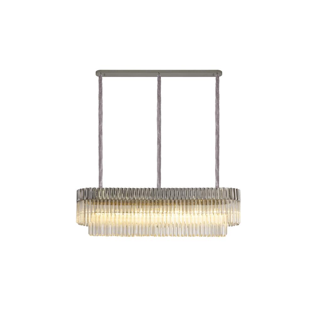 Luxuria Osiris 150x40cm Linear Pendant Rectangle 7 Light E14 Polished Nickel/Clear Sculpted Glass