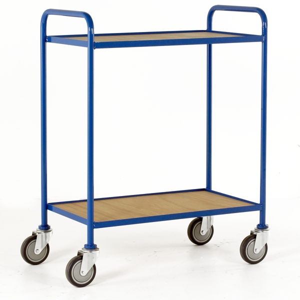 2 Tier Tray Trolleys with Fixed Ply Shelves - Tray Size - 1065 x 610mm (LxW)