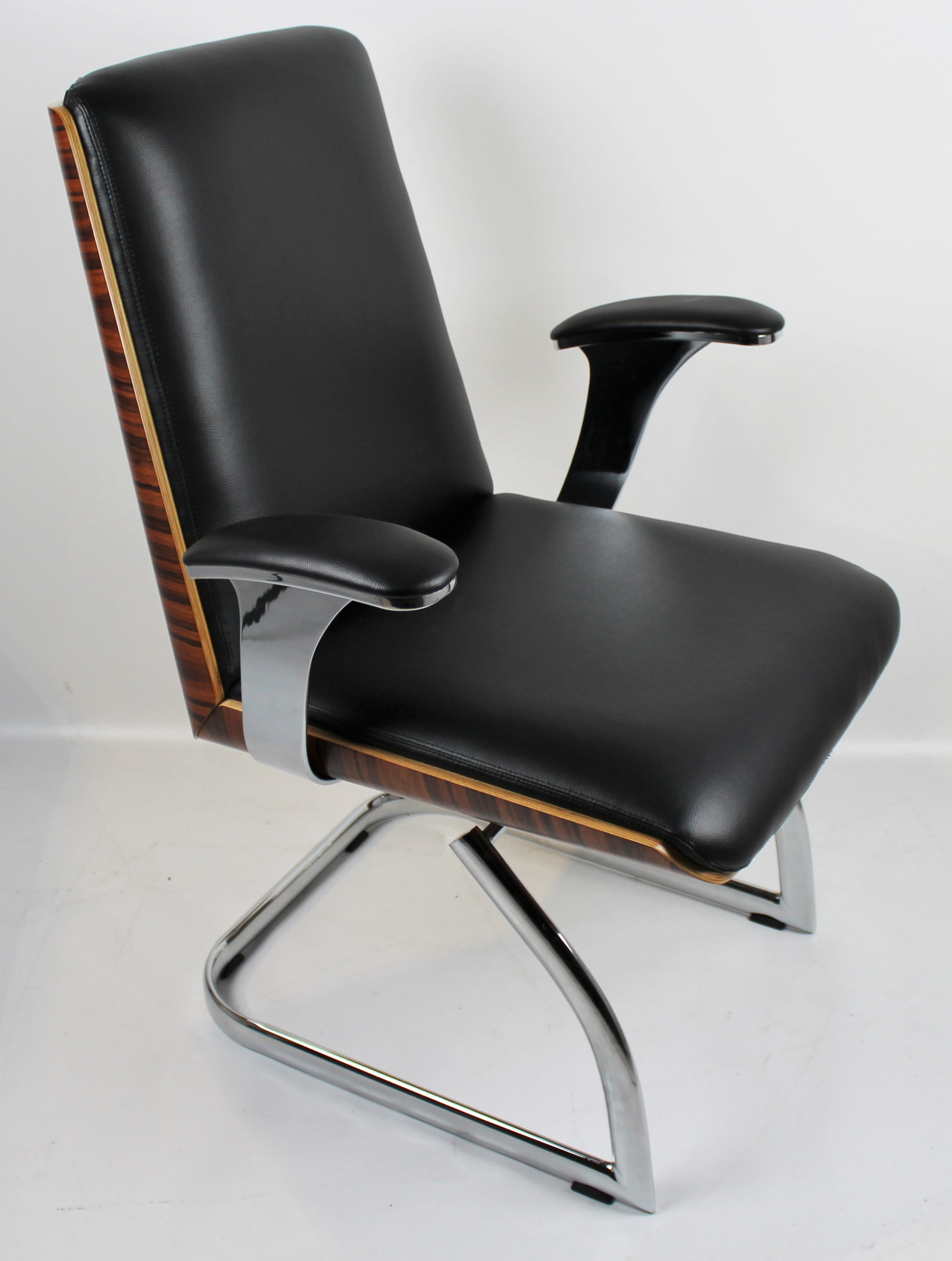 Providers Of Black Leather Chair with Walnut Veneer Shell - CHA-1205C North Yorkshire