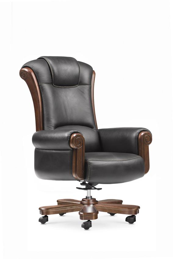 Large Black Genuine Leather Executive Office Chair with Curved Arms - CHA-F98A1 Near Me