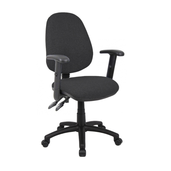 Vantage 100 Fabric Operators Chair with Adjustable Arms - Charcoal