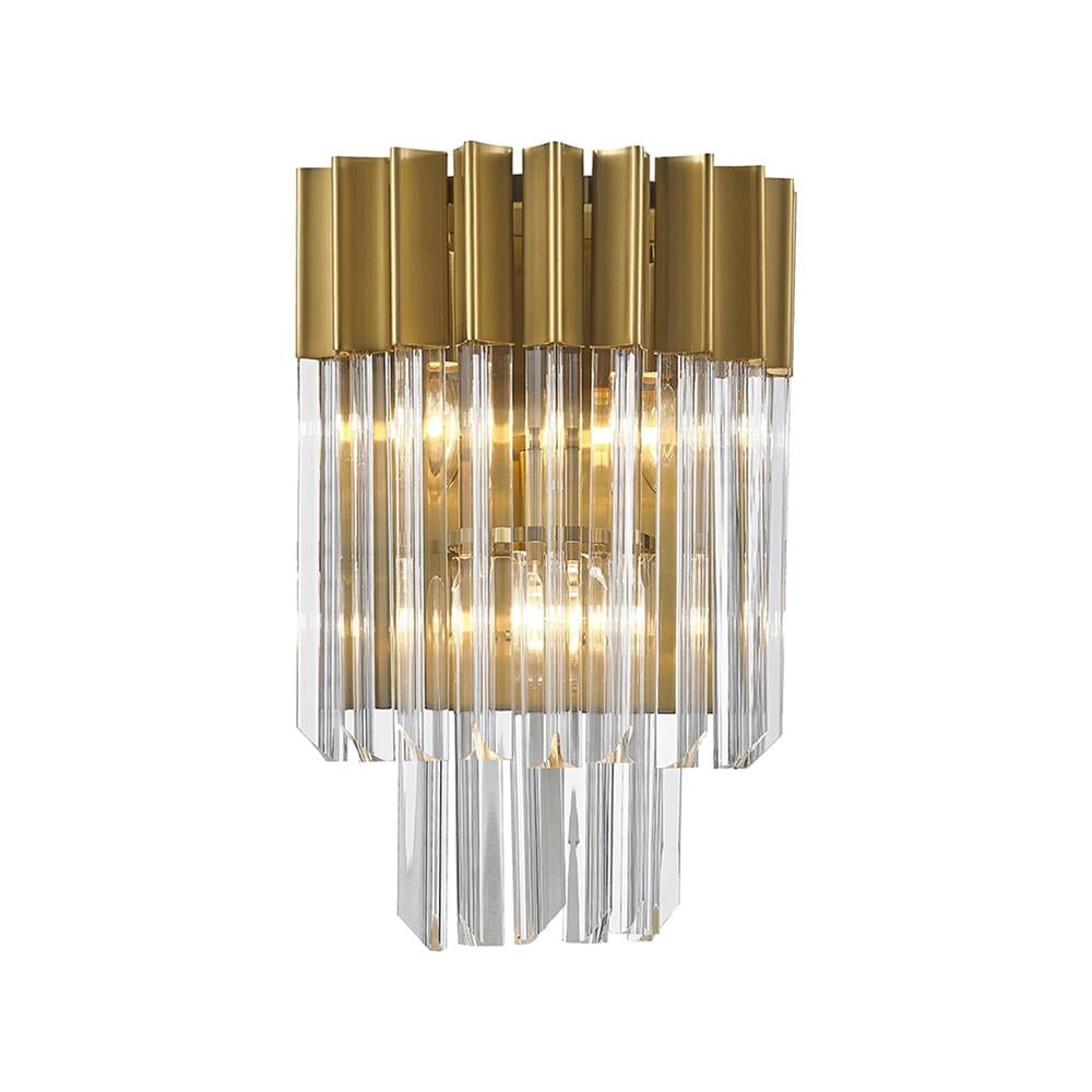 Luxuria Osiris 27.5xH41cm Wall 3 Light E14 Brass/Clear Sculpted Glass