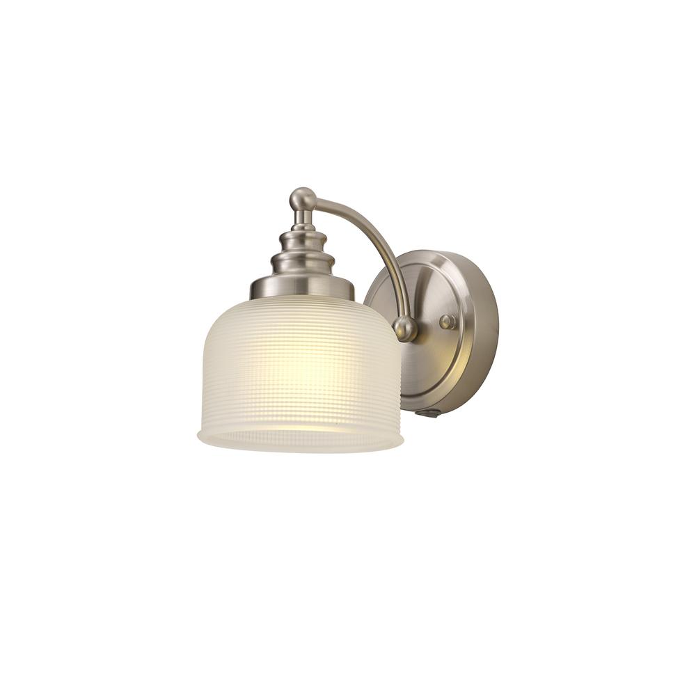 Luxuria Toussenel Switched Wall Light 1 Light E27 Satin Nickel/Frosted Glass