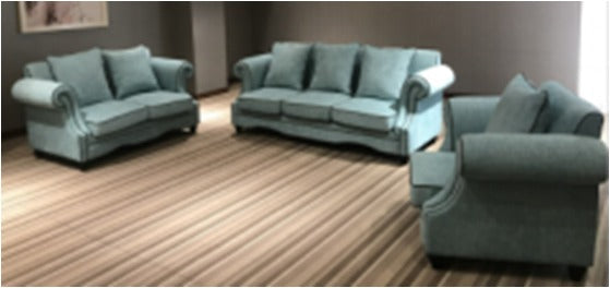 Providers Of Sea Green Fabric Three Piece Sofa Suite - S098 North Yourkshire