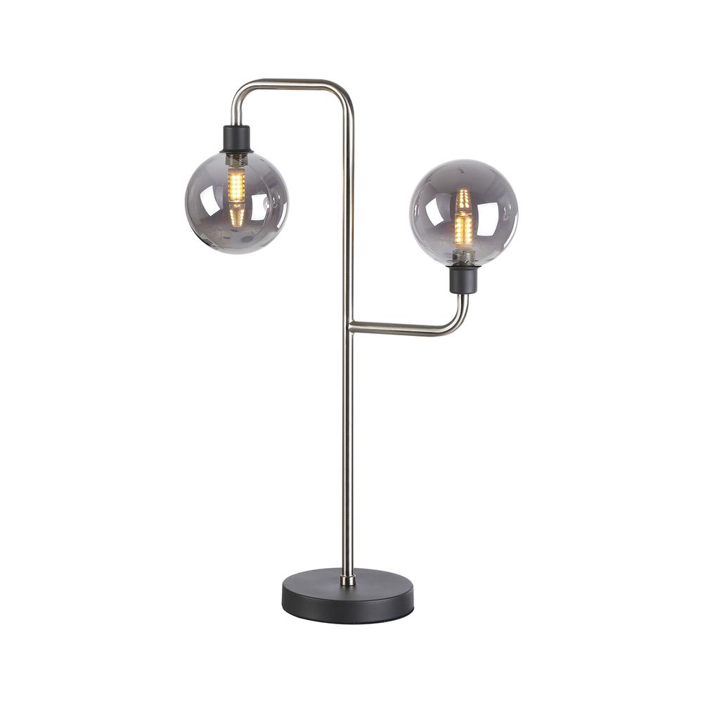 Luxuria Casablanca Table Lamp 2 Light G9 Graphite / Satin Nickel / Smoke Glass