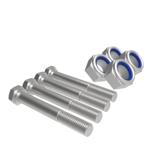 Four Pack Bolt m6 x 35mm Grade 8.8 Zinc Plated plus m6 Nyloc Nut