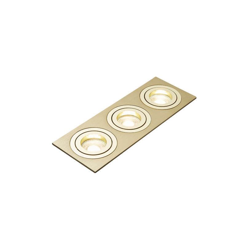 Forum Pasto Square Adjustable Triple GU10 Downlights Satin Brass