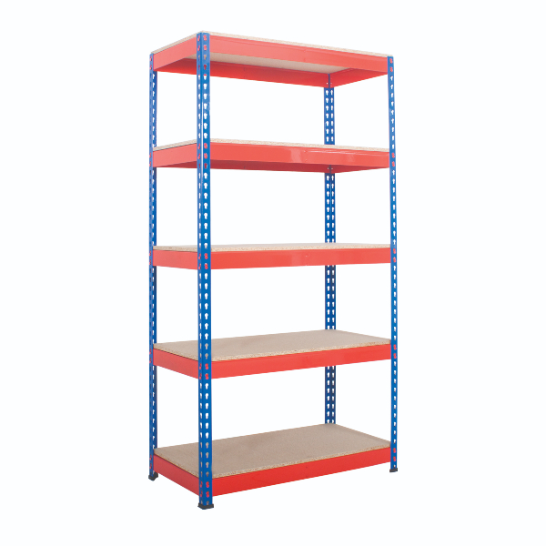 Heavy Rivet Racking with 5 Orange Shelves - 1830 x 915 x 915mm (HxWxD)