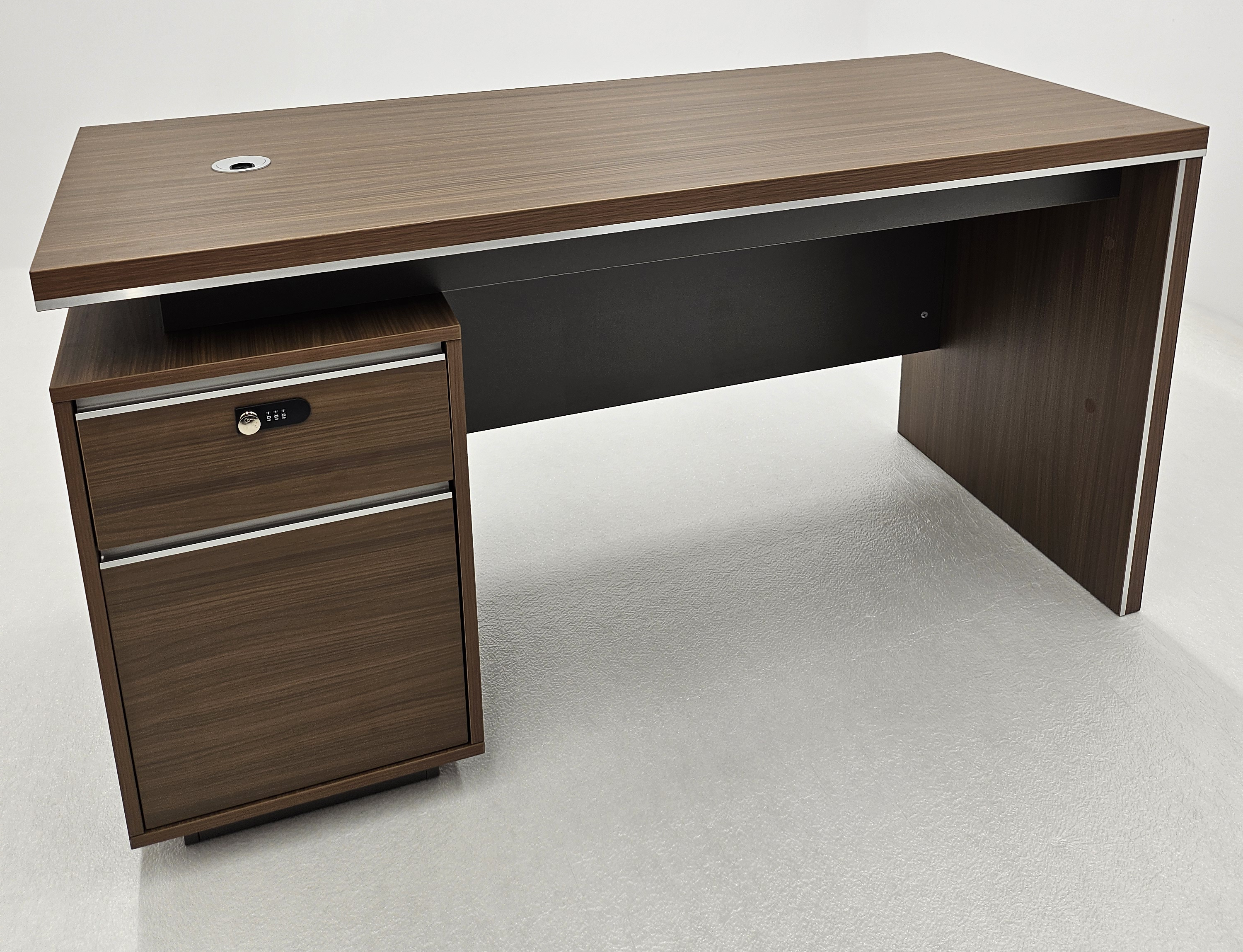 Modern Home Walnut Executive Office Desk with Integrated Storage - 1400mm - PM02-D03 UK