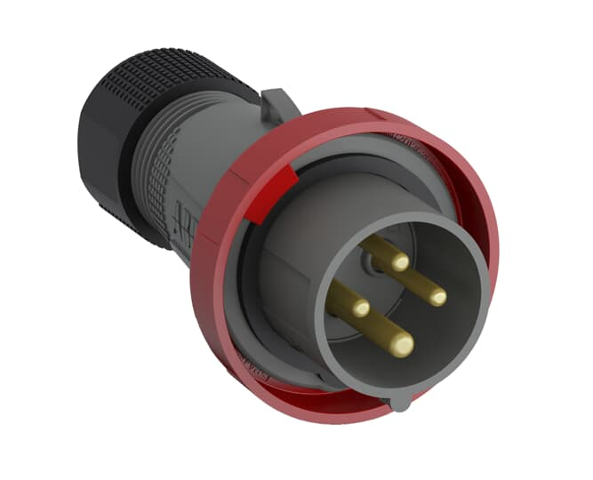 2CMA101103R1000 Easy & Safe Series&#44; IP67 Red Cable Mount 3P+E Industrial Power Plug&#44; Rated At 32A&#44; 4