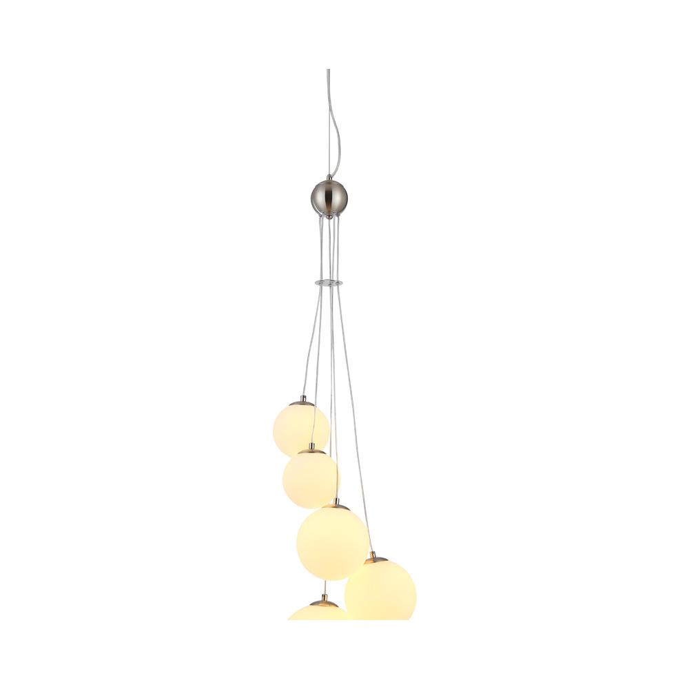 Luxuria Thorne 27cm Pendant 5xG9 Satin Nickel Opal Glass