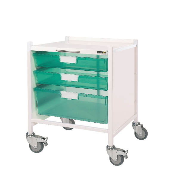 Vista 15 Trolley 2 Shallow and 1 Deep Tray - Clear