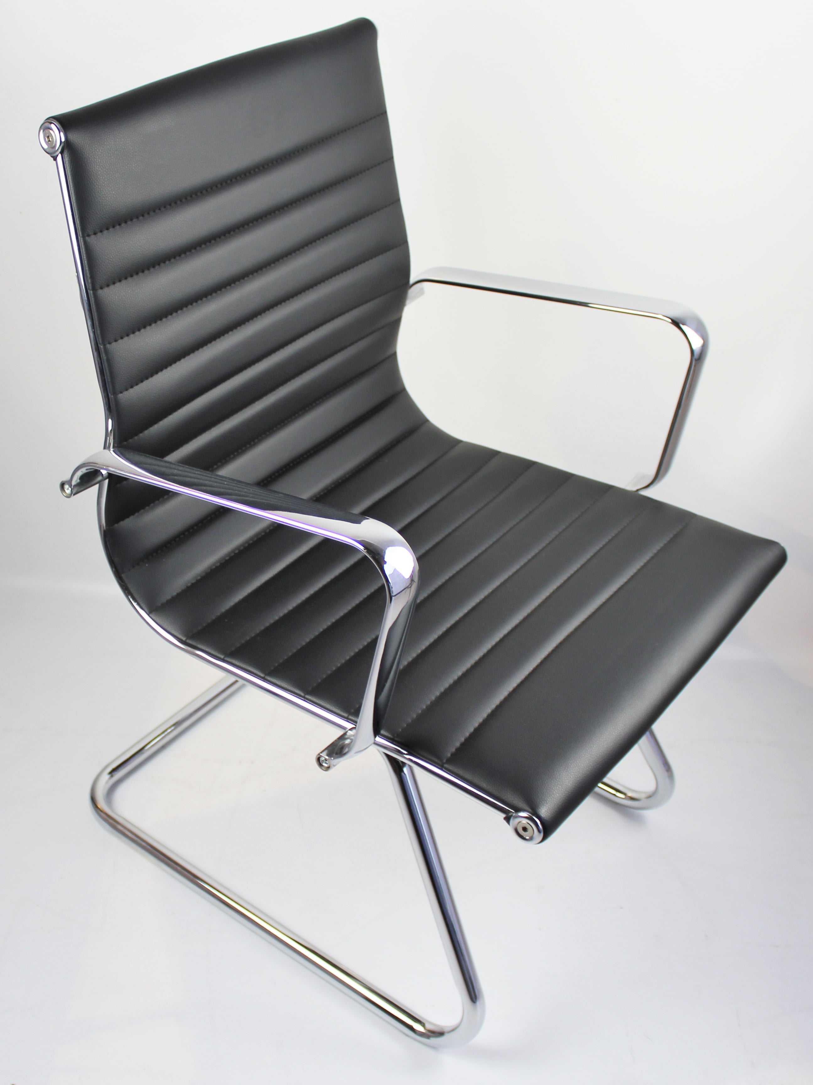 Providers Of Modern Black Leather Eames Style Cantilever Visitor Chair - HB-E13 Huddersfield