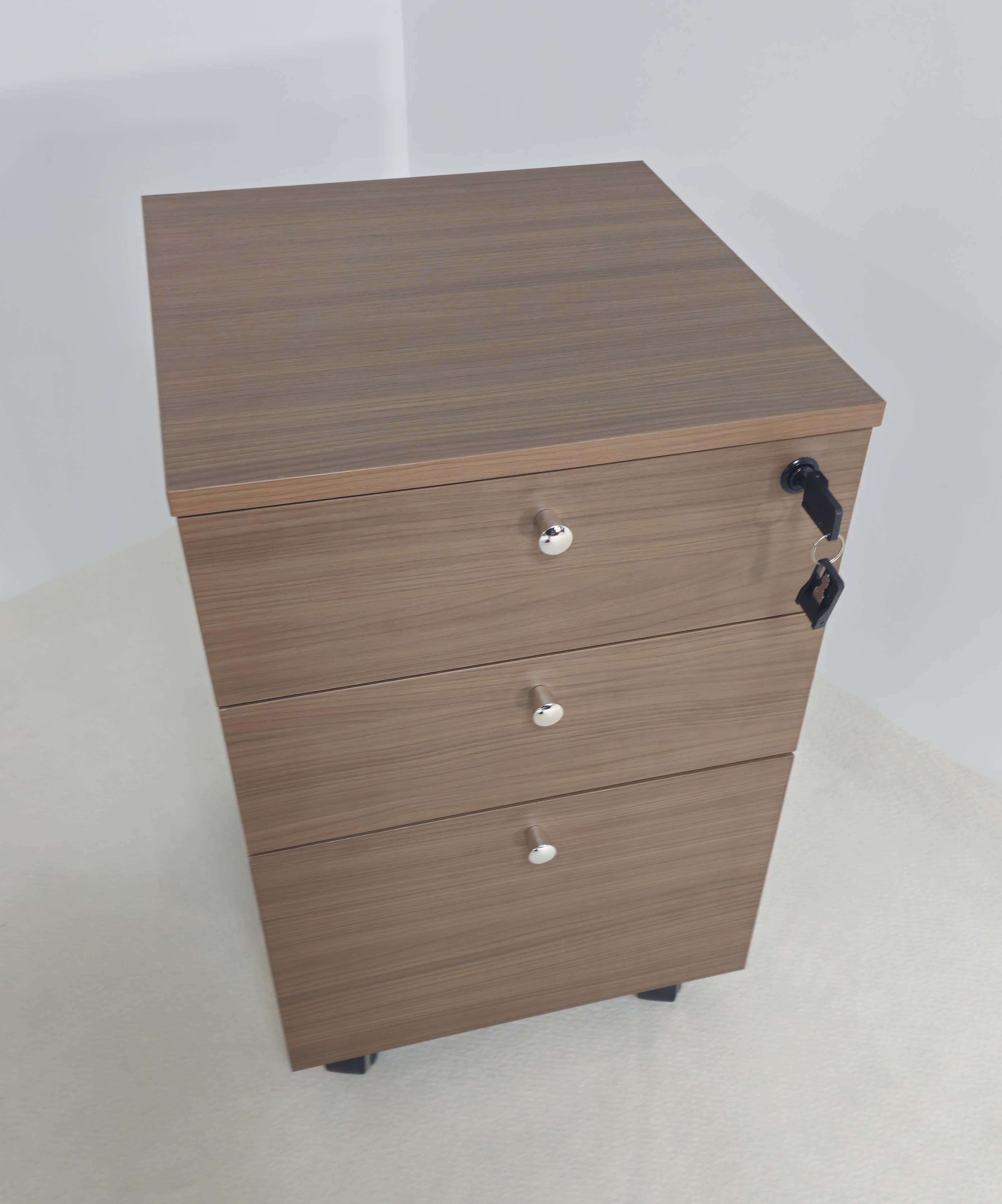 Specialising In Quality Modern American Walnut Melamine Lockable Three Drawer Pedestal  - DG27-H0101 UK