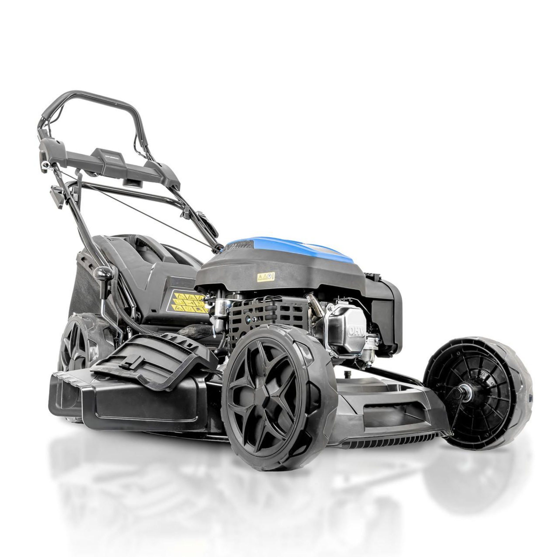 Hyundai 20’’ / 51cm Black Edition Self-Propelled Petrol Lawnmower, Electric Start, 200cc , 4-in-1 Mulch, 60L Collect, Side and Rear Discharge 
