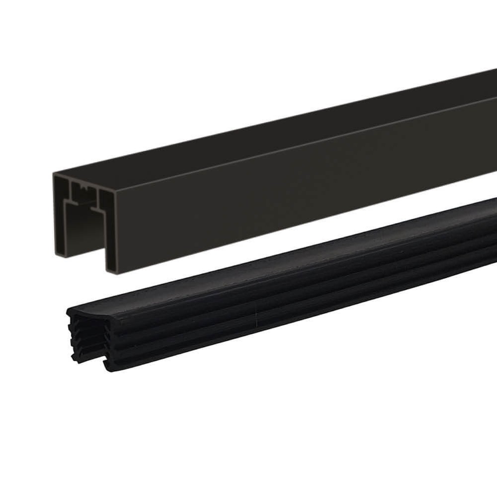 Black 707 Square Top Rail - For 15mm Metre Rate - Aluminium