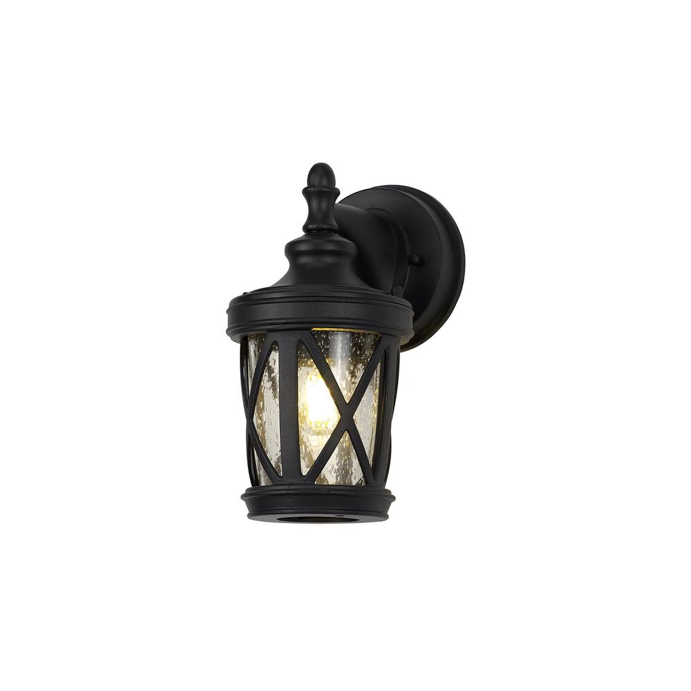 Luxuria *Ondine Down Round Criss Cross Wall Light E27 IP44 Sand Black/Clear Seeded Glass