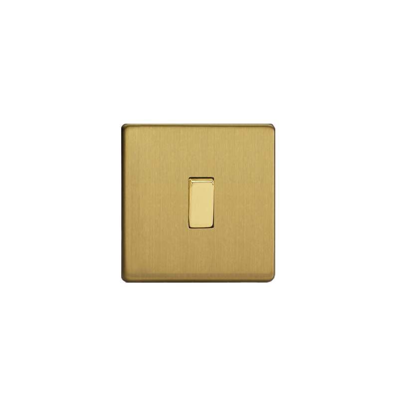 Varilight Screw Less Flat Plate Switch 1G Brushed Brass