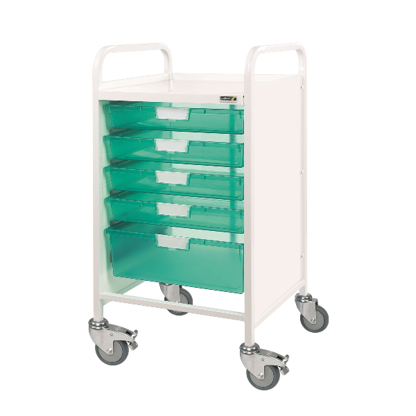 Vista 50 Trolley 4 Shallow and 1 Deep Tray - Blue