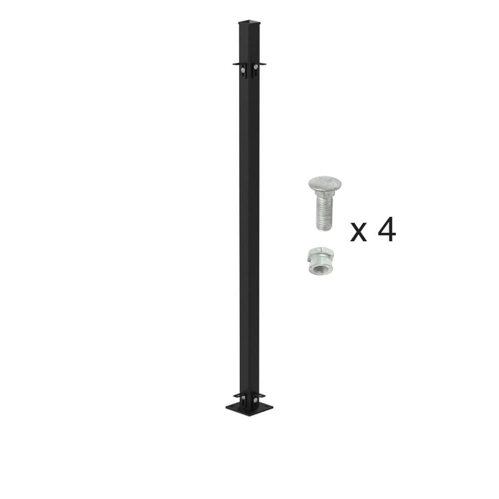 1800mm High Bolt Down Corner Post -  Includes Cleats & Fittings - Black