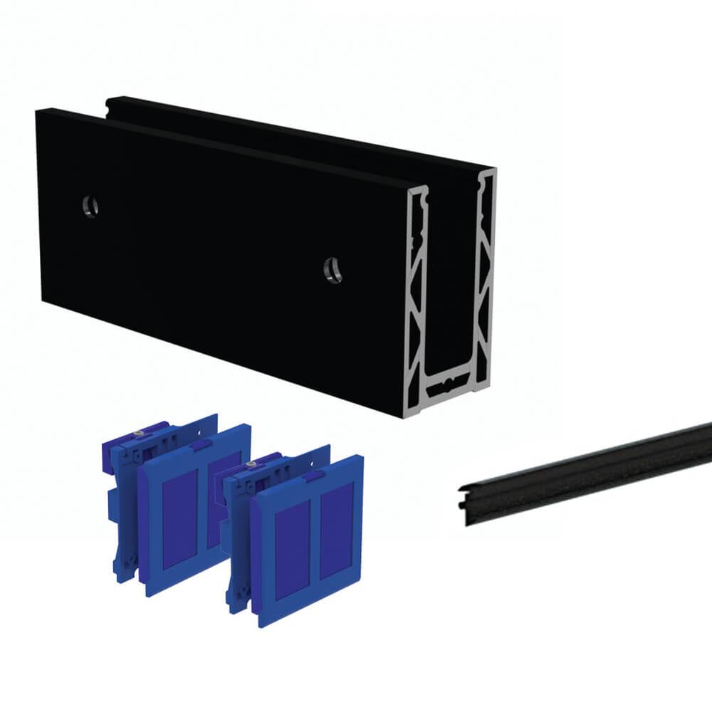 Duo Channel Kit 2.5m to Suit 15mm GlassSide Fix PPC Black Finish