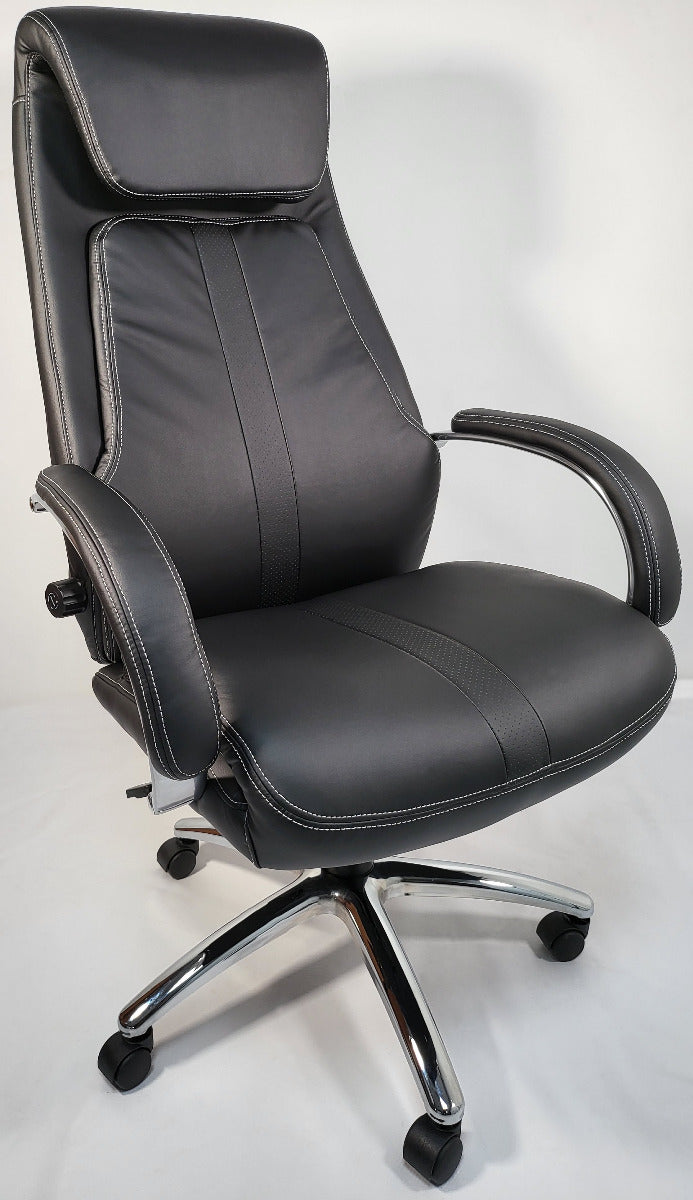 Black Leather Executive Office Chair with Manual Lumbar Control - 2119 North Yorkshire