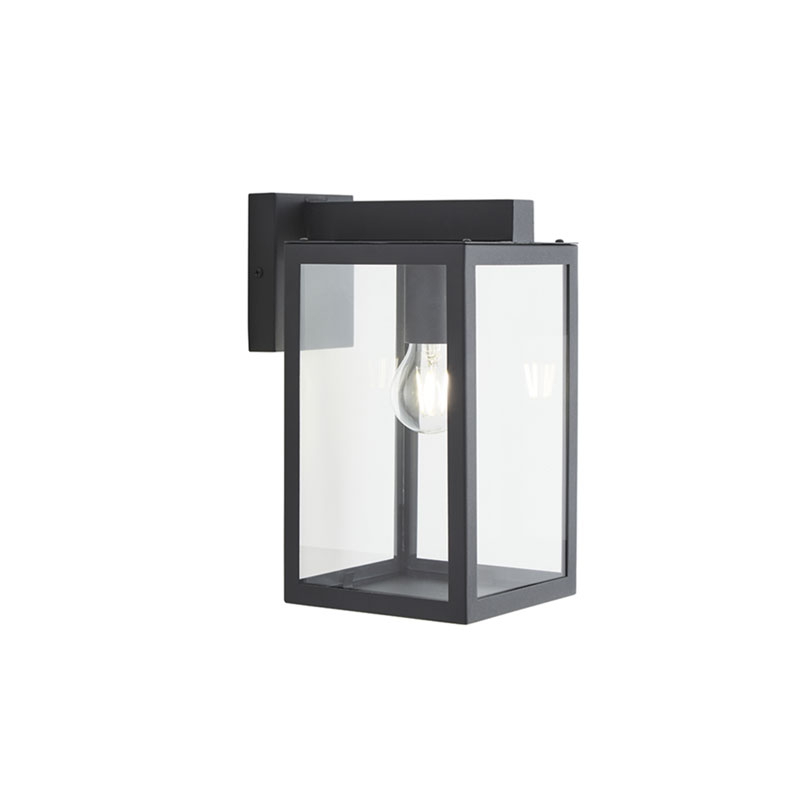 Forum Hestia Glass Panel Box Wall Lantern E27 Anthracite